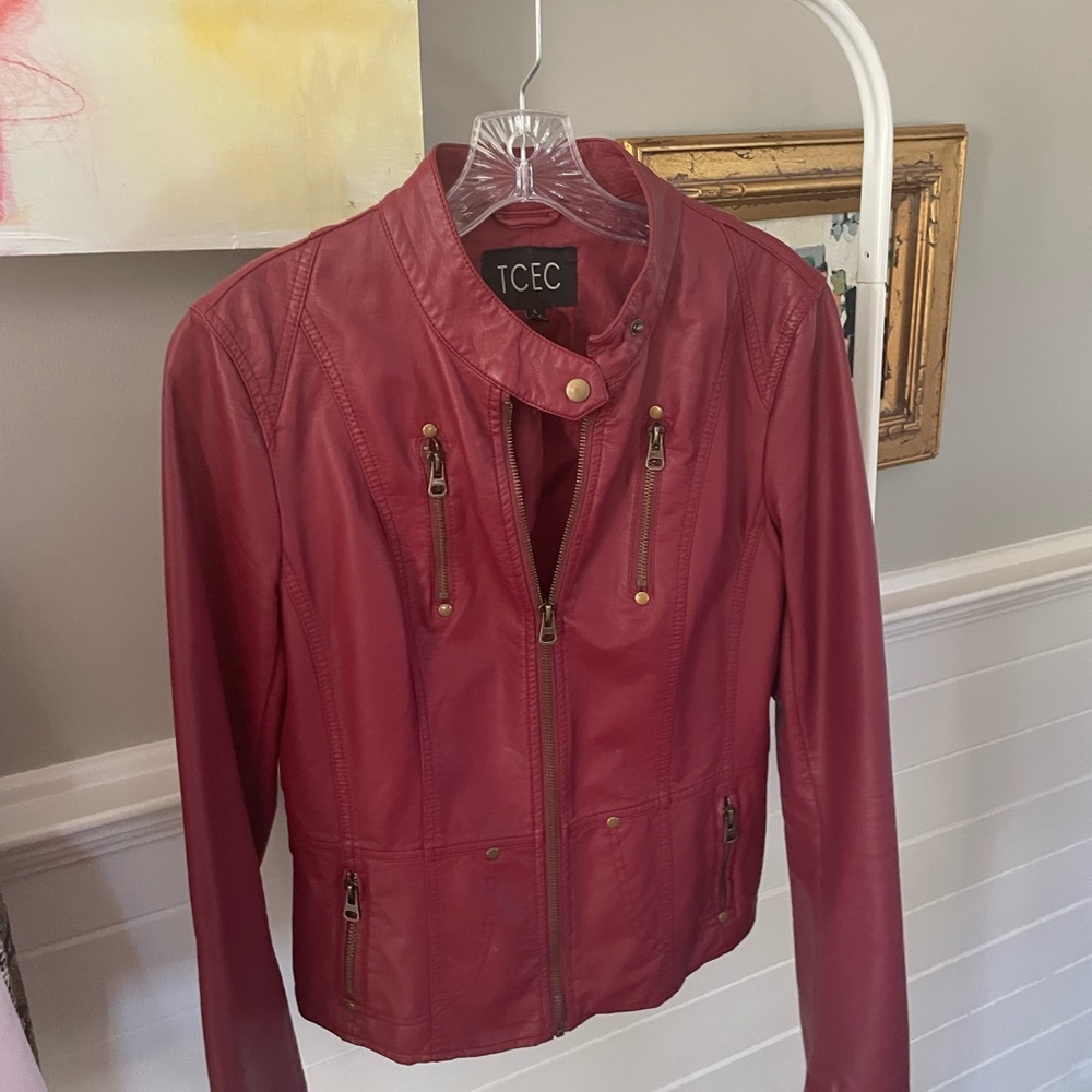 Red vegan leather Jacket